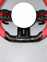 Volant en fibre de carbone forgée avec cuir rouge compatible Mercedes Benz Classe E W213, modification et amélioration de l'intérieur sport racing pour voiture