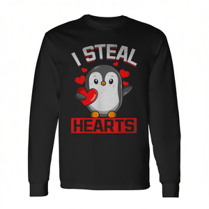 T-shirt à manches longues pour la Saint-Valentin avec motif pingouin - Je vole des cœurs - Pour usage promotionnel - Product Image 3
