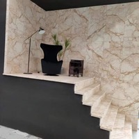 Dalle de marbre naturel doré poli pour escalier, décoration intérieure, mur de fond de villa, sol en pierre de luxe, marches de salle de bain