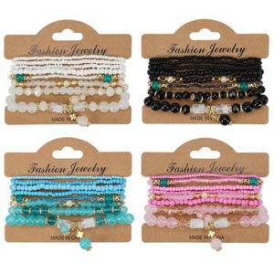 Fashion <b>Beaded</b> <b>Bracelets</b> Set Multi Layer Elastic Boho Style For Women Gift Made In China - Product Image 1