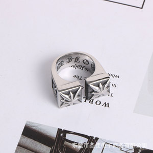 Anillo Punk Europeo con Patrón de Doble Cruz, Acero de Titanio, Joyería de Moda para Hombre SA1030 - Product Image 3