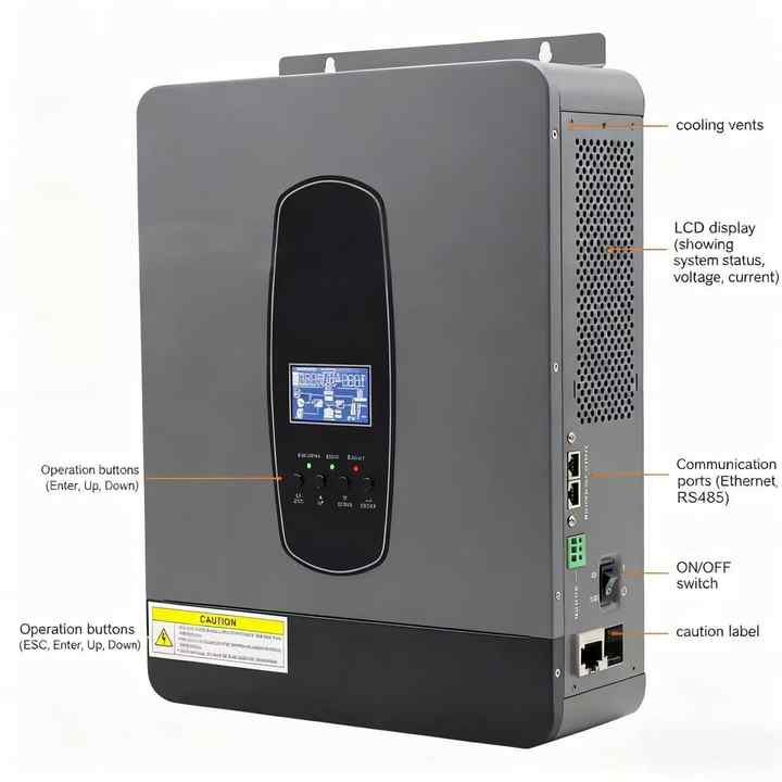 Hybrid Solar Inverter 3KW to 10KW 48V Pure Sine Wave On/Off Grid Single ...