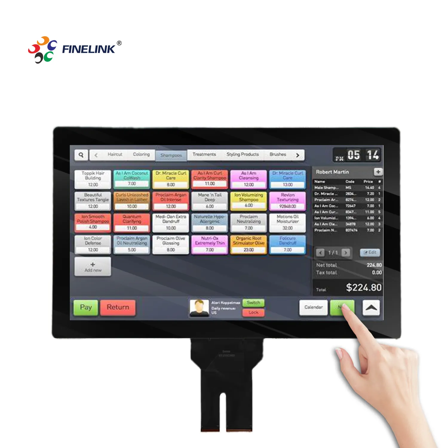 FINELINK 사용자 정의 OEM 패널 터치 21.5 인치 터치 스크린 패널 G + G POS 터미널 모니터 터치 패널 용량 성