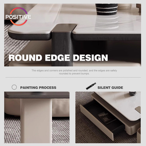 Modern Microcrystalline Stone Square Coffee <strong>Table</strong> <strong>With</strong> Stool Living Room Household Baking Lacquer <strong>Craft</strong> <strong>Storage</strong> Coffee <strong>Table</strong> - Product Image 3