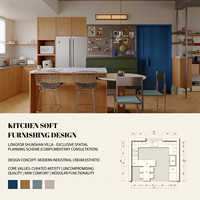 Kabinet Dinding Dapur Tahan Air dari Kayu Solid Ramah Lingkungan Modern Desain Satu Ruang