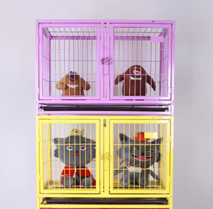 กรงสุนัขแบบหนา <span class=keywords><strong>2</strong></span> ชั้น 3 ชั้น บ้านสัตว์เลี้ยงแบบซ้อนได้ กรงโลหะมีล้อ หลายสี - Product Image 3