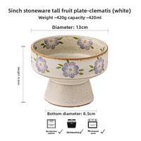 Handgemaakte hoge keramische vintage rustieke Chinese stijl serveerschaal met effen patroon voor fruit, 2026 nieuw, thee- en snackbord, gedroogd fruit