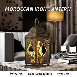 A R International, Lámparas de Hierro Hechas a Mano de Estilo Marroquí, Duraderas, para Decoración del Hogar, Bodas, Ramadán, Portavelas de Metal - Product Image 2