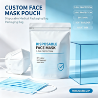 Sachet d'emballage blanc laminé à fermeture éclair, format personnalisé, impression couleur intégrale, pour masques faciaux médicaux jetables – Fournisseur direct usine