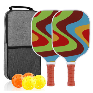 Juego de palas de pickleball de 13,4 mm de fibra de vidrio antideslizantes para entrenamiento con bolsa y pelotas - Product Image 1