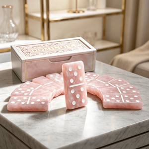 Jeu de dominos personnalisé avec logo, écologique, 28 pièces/ensemble, mini dominos en acrylique rose perle, jeu de dominos double six et neuf personnalisé pour enfants - Product Image 2