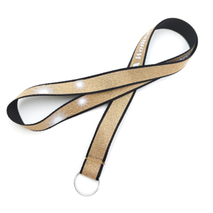 Wholesale Custom Reflective Neck Strap <b>Lanyards</b> Shiny Bling Glitter Gold Silver Made Durable <b>Polyester</b> Offset Gravure Embossing - Product Image 3