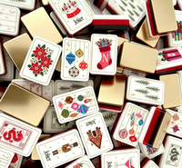 Modernes Goldenes Weihnachtsthema Faltbares Acryl-Amerikanisches Mahjong-Set 160 Stück für 4 Spieler Neuartiges Reiseset Unterhaltung Spaß