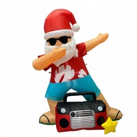 Père Noël gonflable avec lunettes de soleil et boombox, éclairage LED, PVC écologique, 6 pieds, lavable, décoration de Noël extérieure