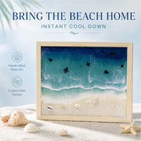 Bingkai Foto 3D Resin Kayu Motif Ombak Laut Pasir Pantai, Bingkai Foto Dekoratif Buatan Tangan untuk Dekorasi Rumah, Ruang Tamu, Rak Dinding, dan Meja