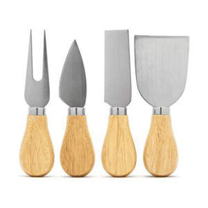 Juego de cuchillos de queso ecológicos de alta calidad de 4 piezas al por mayor, cuchillas de acero inoxidable, mangos de madera, herramientas esenciales de corte de cocina - Product Image 1