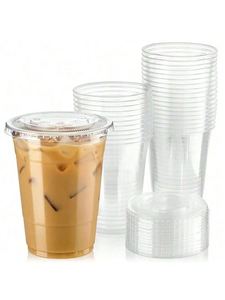Vasos Desechables de Plástico PET Transparente de Pared Simple, Ecológicos, Personalizados al por Mayor, de 12-20 oz, con Tapas para Café, Bebidas, Fiestas y Comida para Llevar - Product Image 3