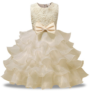 Maxi abito estivo per bambini in tessuto gonfio satinato in tessuto con disegno floreale fiocco per ragazze abbigliamento per bambini del commercio estero - Product Image 4