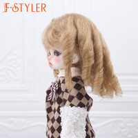 FSTYLER Mohair Mini Bjd Boucles Soyeuses 18 Pouces Personnalisé Vente En Gros En Vrac Réglable Poupée Accessoires pour BJD Poupée Cheveux Perruque