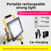 Faro da Lavoro LED Ricaricabile Portatile con Supporto, Batteria Integrata 18650, Caricatore per Auto, per Campeggio Esterno ed Emergenze