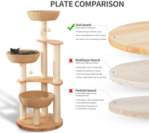 เฟอร์นิเจอร์หรูหราทันสมัย ต้นไม้ขนาดใหญ่ ทาวเวอร์หวายสานไม้ ไซซอล ที่ให้สัตว์เลี้ยงปีนป่าย ข่วนเล่น บ้านต้นไม้สำหรับสัตว์เลี้ยง - Product Image 6