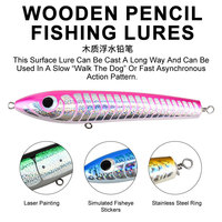 TG 90g 120g 140g Leurre dur artisanal en bois, type stickbait, pour pêche en mer en bateau, thon GT et gros gibier