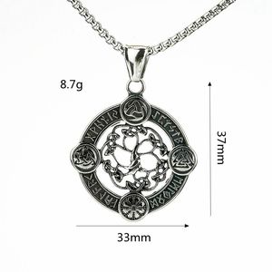 Yunnique – collier Vintage nordique pour hommes, pendentif en acier inoxydable, arbre de vie Viking, Runes creuses, breloque, cadeau - Product Image 5