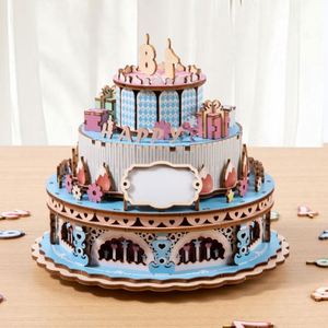 Musical <b>Boxes</b> Figurines Boys Girls Exquisite Birthday Cake Design Wooden <b>Music</b> Box - Product Image 2