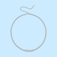 Collier personnalisé en moissanite, luxueux, en argent sterling 925, chaîne tennis à maillons en moissanite à taille variable