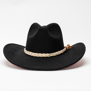 Chapeau de cowboy en feutre à bord roulé, design en feutre tibétain bicolore, chapeau de jazz occidental pour hommes et femmes, chapeau rétro formel décontracté transfrontalier - Product Image 2