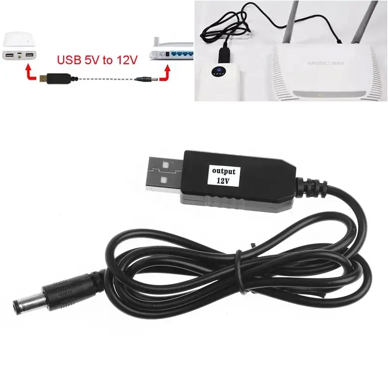 USB cáp điện 12V 5V đến 12V DC DC bước lên chuyển đổi sạc 5V đến 12V Cáp USB cho fan Wifi Router