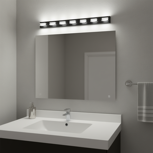 Modern 52 In 8 <b>Light</b> Led Vanity <b>Light</b> Dimmable Iron Acrylic Bathroom Wall <b>Mirror</b> Lighting Warm White 3500K Ip44 Matte Finish - Product Image 2