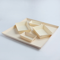 Plateau à emporter en bois biodégradable et écologique en PET, récipient alimentaire biodégradable pour gâteaux, pâtisseries et sushis