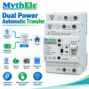 MythEle MXS1-ATS-80A 2P 80A 220V AC Dual Power Automatic Transfer <strong>Switch</strong> ATS 35mm DIN Rail for Generator Solar PV Backup Power - Product Image 4