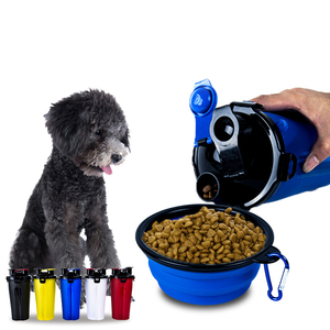 Bouteille d'eau et de nourriture pour chien 2 en 1 pour les voyages en plein air, gobelet de voyage pour chien, récipient pour nourriture pour animaux de compagnie avec bols pliables pour chien - Product Image 4