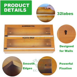 Dispensador de envoltura de cajón de cocina moderno equipado con bambú, papel de cera de papel de aluminio para papel de plástico para almacenamiento de alimentos - Product Image 5