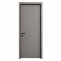 Puertas Interiores Modernas de Melamina, Puertas de Madera con Diseño Laminado, Puerta Plana Sólida de MDF Ignífuga para Villa, Superficie Acabada