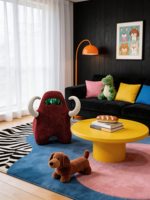 Tabouret enfant minimaliste en forme d'animal, pouf en tissu créatif en forme de taureau, chaise de jeu moderne décorative pour enfants, décoration pour hôtel et maison