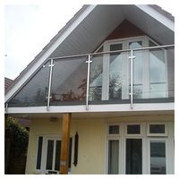 Rampe en verre Prima Transitionnelle Élégante en aluminium brossé à haute stabilité, assemblée par poinçonnage, pour escalier familial