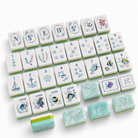Tuiles de Mahjong Américaines Série Corail Marin, Ensemble Nautique Acrylique 4 Couches Nacré Marbré, Logo Personnalisé OEM Vente en Gros