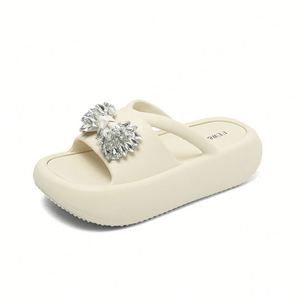3 Stylish Rhinestone Bow Thick Sole Sandals Women Summer Outdoor <b>Beach</b> Casual <b>Shoes</b> - Product Image 6