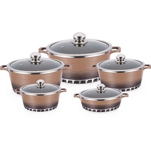 Juego de utensilios de cocina de aluminio fundido, <span class=keywords><strong>ollas</strong></span> de uso General para Gas y Cocina de Inducción, no admite sopa de Color verde ondulado - Product Image 2