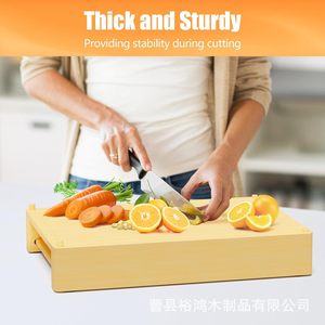 Wooden Cutting Board With Tray Folding L Size Natural Wood Color Kitchen Sink Drainer <b>Dish</b> <b>Rack</b> Cutlery Tray - Product Image 4
