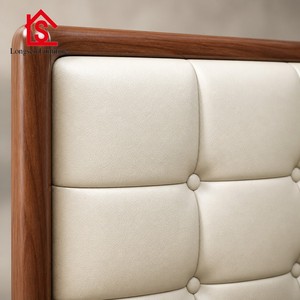 Queen Leather Soft Bed, Adjustable Bed Frame Storage <strong>Drawers</strong>, Black Walnut Wood Eco Friendly Foldable, 150x200cm and 180x200cm - Product Image 3
