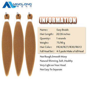 Extensiones de ganchillo para cabello africano, extensiones de cabello trenzado sintético preestirado, ombré, fácil de trenza - Product Image 2