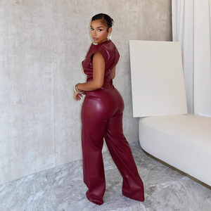 <span class=keywords><strong>Tuta</strong></span> da <span class=keywords><strong>Donna</strong></span> in <span class=keywords><strong>Pelle</strong></span> PU Senza Maniche, Sexy e Casual, Nuova Moda Invernale 2026, Vendita all'Ingrosso - Product Image 2
