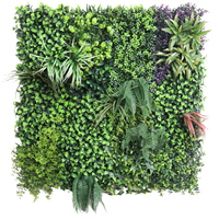 Panel Dinding Tanaman Buatan 1 meter persegi, Bunga Buatan, Rumput Buatan, Panel Boxwood untuk Latar Belakang