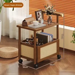 Chariot et support <span class=keywords><strong>à</strong></span> collation <span class=keywords><strong>à</strong></span> <span class=keywords><strong>roulettes</strong></span> de style antique moderne et durable Petite armoire de salon pour meubles de maison pour canapé et lit - Product Image 6