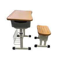 Mobilier scolaire Bureau d'étudiant Ensemble table et chaises pour l'école primaire Ensemble bureau et chaises réglable en métal pour école