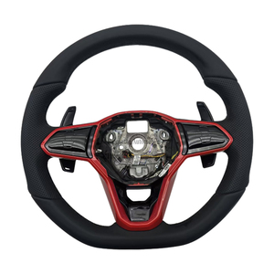 พวงมาลัยรถยนต์หนังแบบเจาะรูสีแดงสำหรับโฟล์คสวาเกน MK8กอล์ฟสินค้าใหม่ล่าสุด - Product Image 1